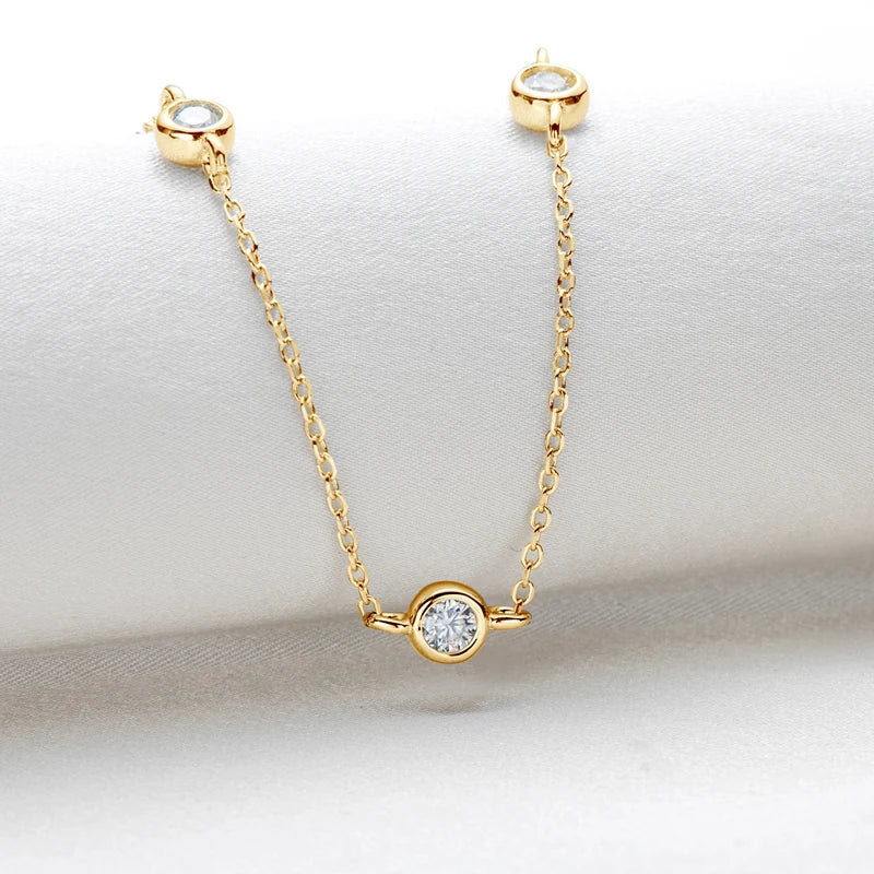 OXTAO D VVS1 Moissanite Diamond Necklace for Women Real 925 Sterling Silver Bezel Clavicle Chain Necklace Fine Jewelry Gift