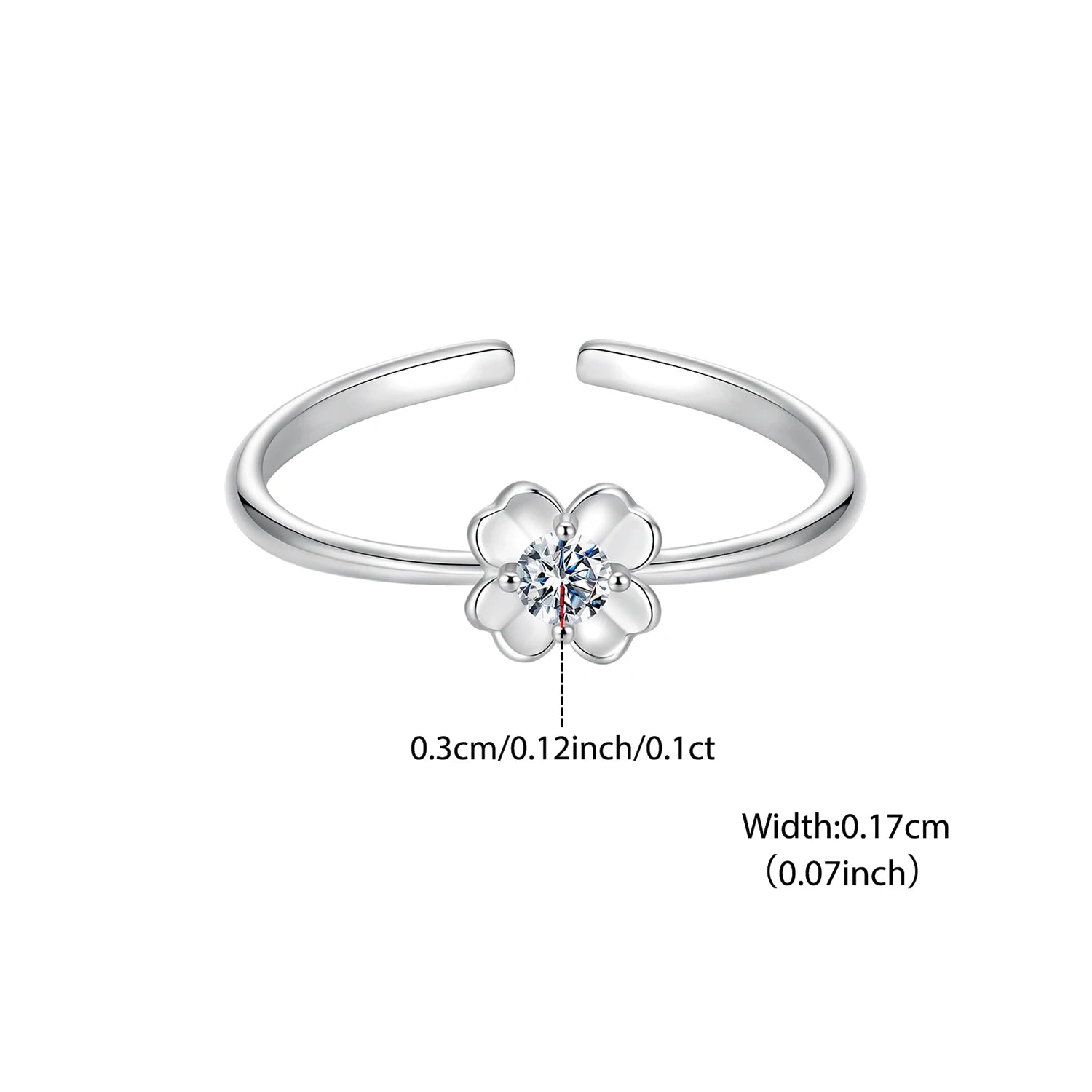 WOSTU Four-leaf Clover Moissanite Opening Ring Stud Earrings Chain Bracelet For Women 925 Silver Diamond Cut Wedding Jewelry Set