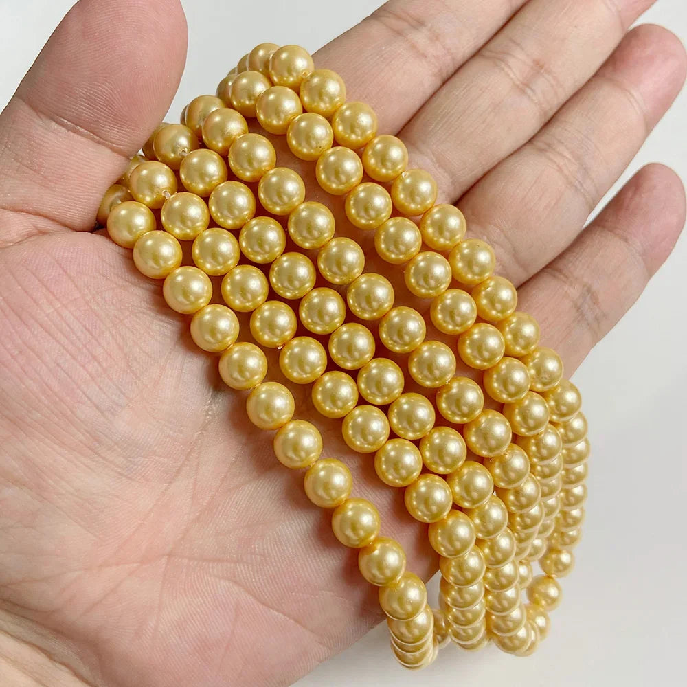 Colorful Round Shell Pearl Beads 6 8 10mm Imitation Pearls Loose Spacer Bead For Jewelry Making Bracelet Necklace Earrings DIY