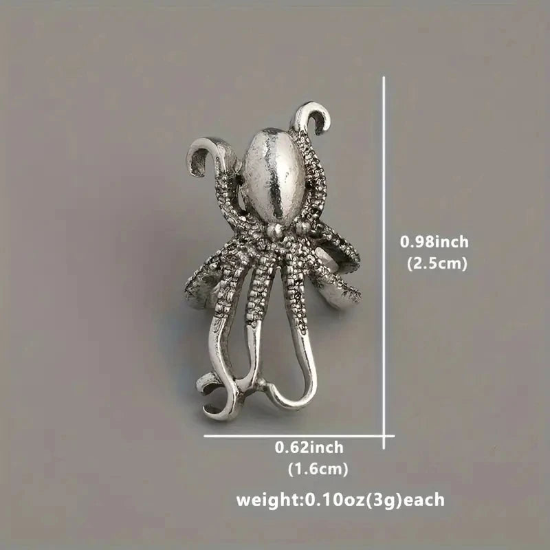Vintage Octopus Ear Cuff Ocean Earrings Set