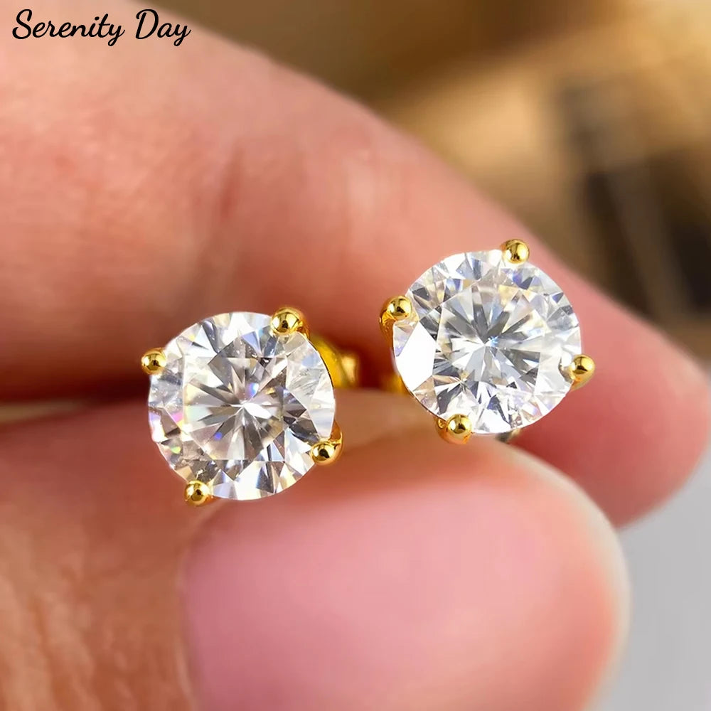 Serenity 1ct 2ct 3ct D Moissanite Earrings for Women Gift 100% S925 Sterling Silver Sparkling Lab Diamond Stud Earrings Jewelry