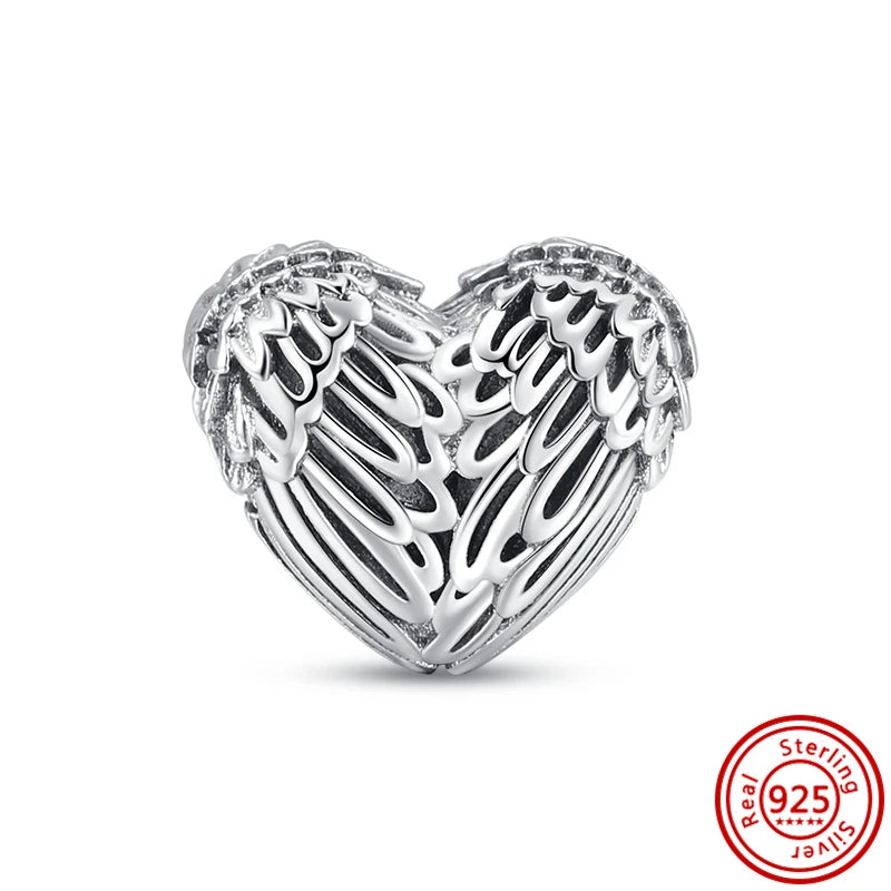 Authentic 100% 925 Sterling Silver Fit Original Pantaro Charms Bracelet Heart Round Style Simple Beads Women DIY Jewelry Making