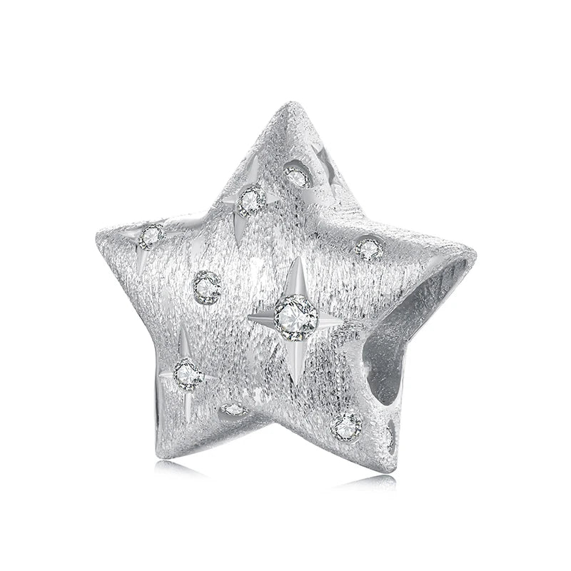 BAMOER Solid 925 Sterling Silver Star CZ Charm Bead fit Original Bracelet Jewelry DIY bamoer Classic Charm BSC1079