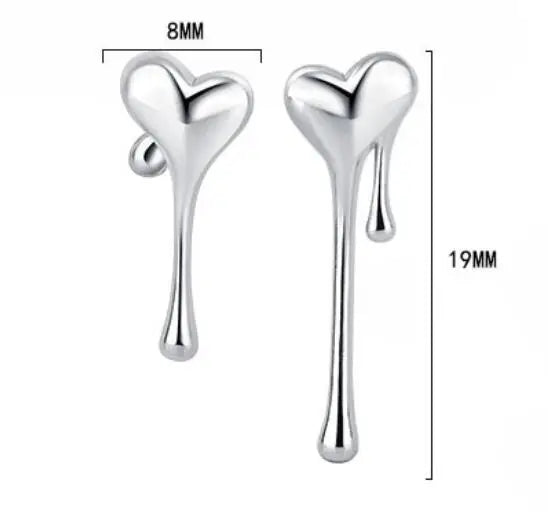 925 Sterling Silver Fashion Asymmetric Romantic Heart Stud Earring For Women Wedding Party Fine Jewelry Brincos de Prata DA2324