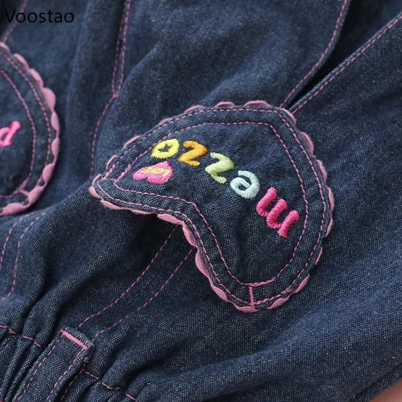 Japanese Kawaii Lolita Style Denim Skirt Women Sweet Cartoon Bunny Embroidery Mini Skirts Y2k Aesthetic Cute Party Short Skirt