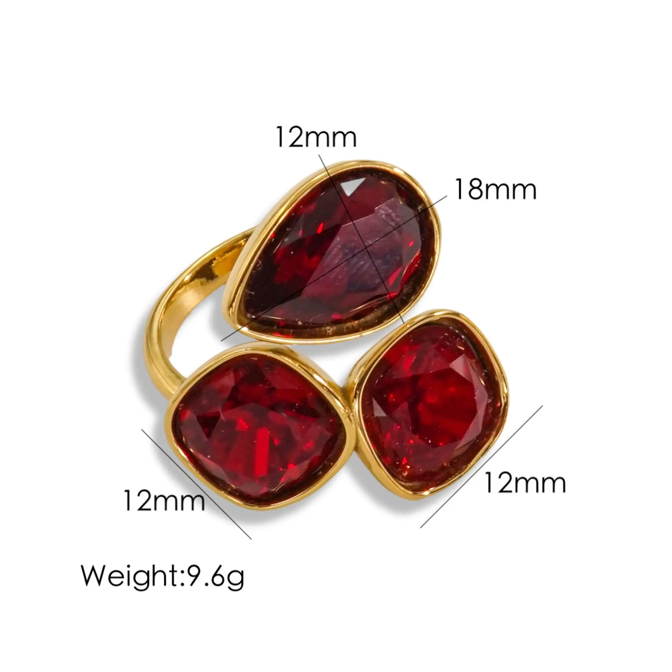 Multi-Color Fashion Jewelry Open Rings 18K Gold Plated Stainless Steel Simple Crystal Ring For Women Jewelry