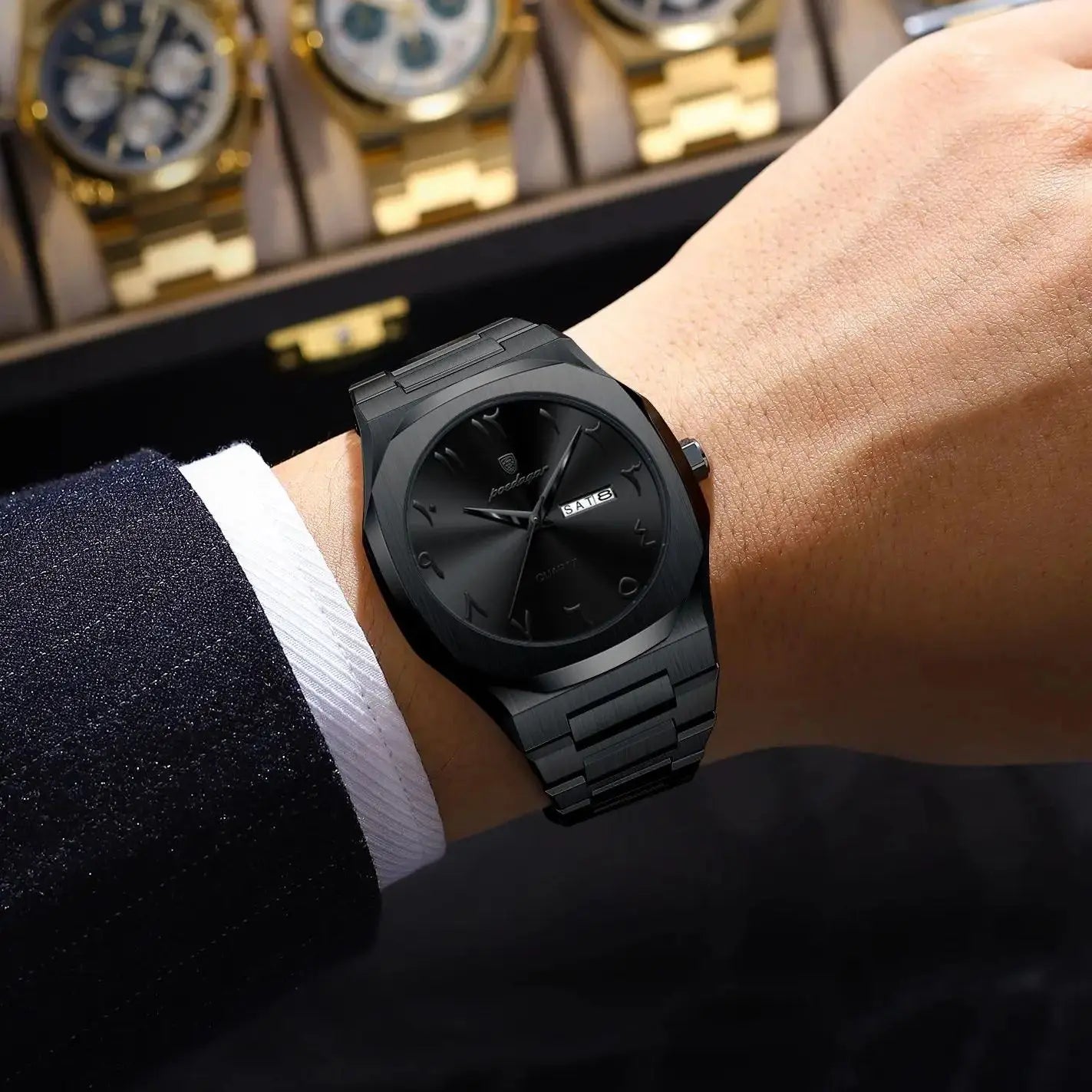 POEDAGAR Military Watch For Men Waterproof Luxury Week Calendar Man Wristwatch Quartz Stainless Steel Fashion Men's Watches Male - Madeinsea©