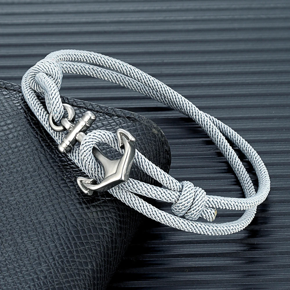 MKENDN Nautical Style Men Anchor Bracelet Handmade Adjustable Surfering Rope Braslet Unfading 3mm Thin String Braclet Homme