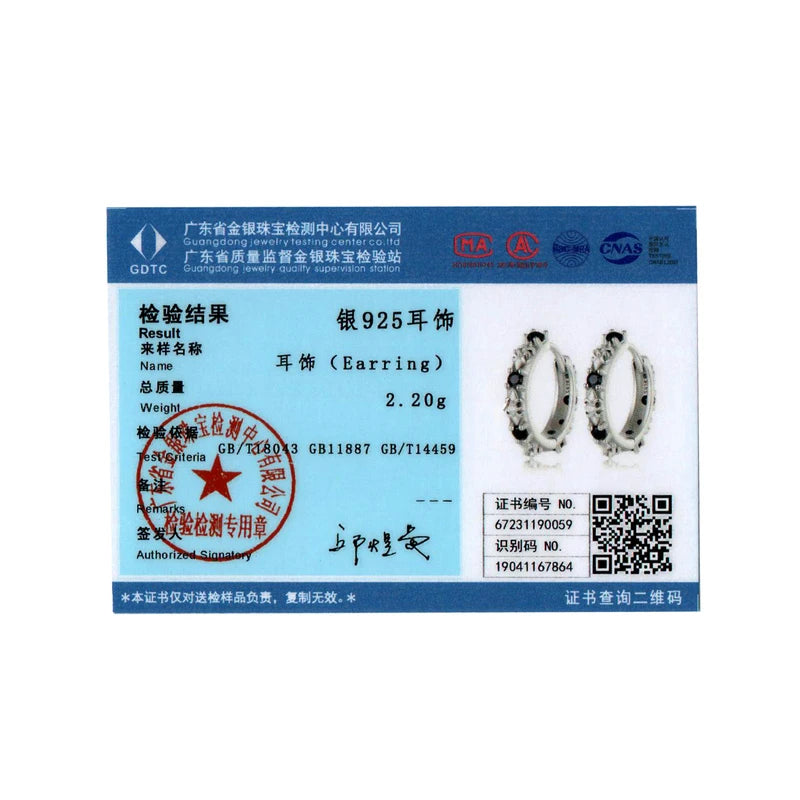 BISAER Boucles d'oreilles créoles en argent sterling 100 % 925 avec zircon noir et onyx, fleur d'iris, vintage, rondes, clip d'oreille pour femmes, bijoux de fête, cadeau