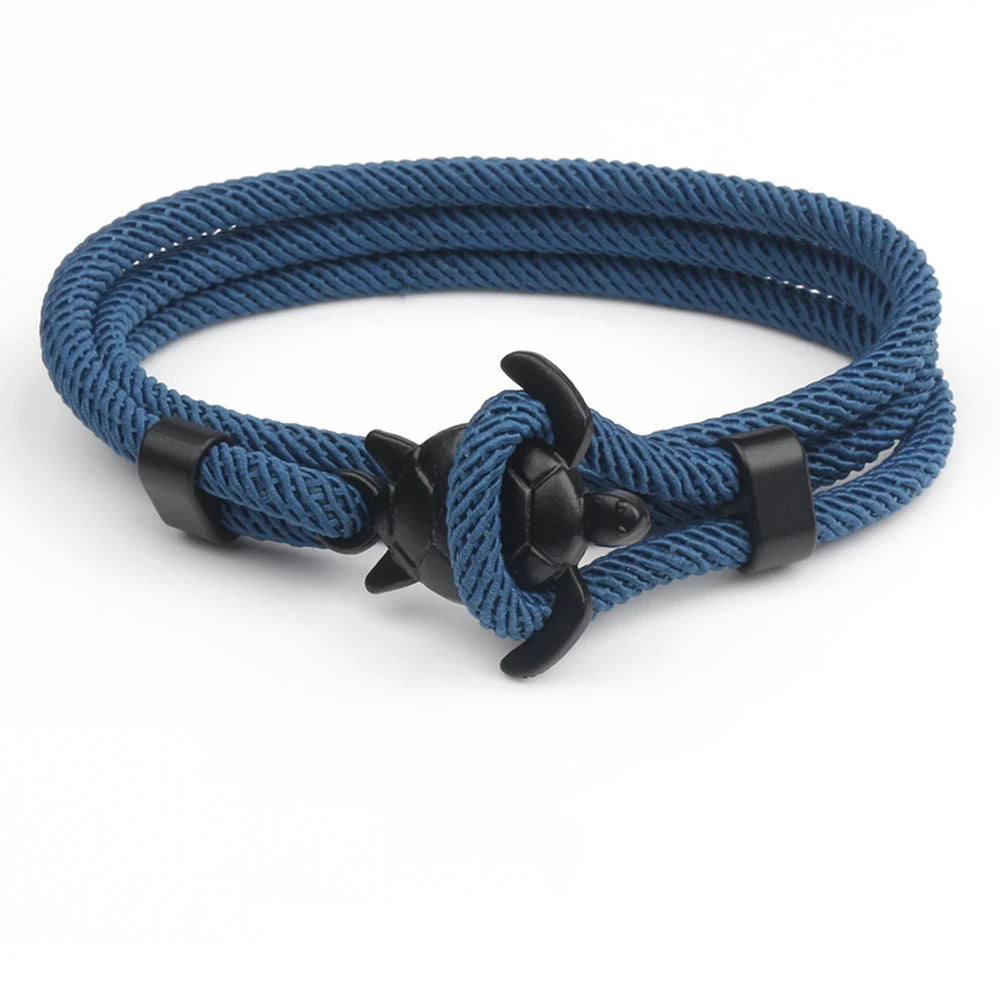 Bracelet homme simple et élégant en corde tressée à la main, style tortue de mer, de haute qualité, finition milanaise. Bijou idéal à offrir.