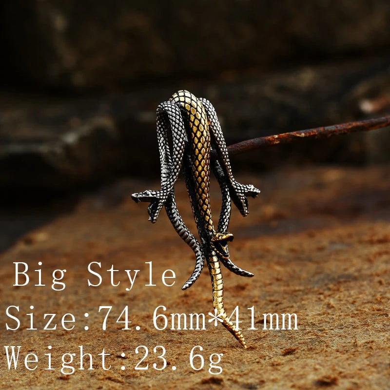 Fashion Vintage Women Men Snake Stainless Steel Pendant Chain Necklace Jewelry BP8-492