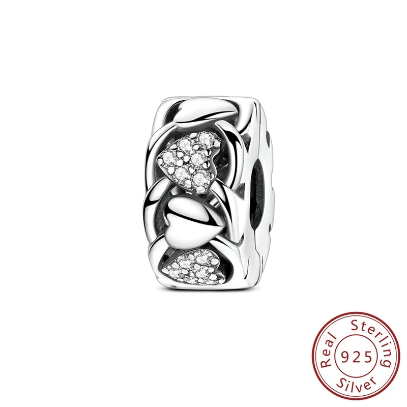 Charms 100% 925 Sterling Silver Flowers Colorful Zircon Silicone Spacer Beads Fit 3mm 925 Original Bracelets Fine DIY Jewelry