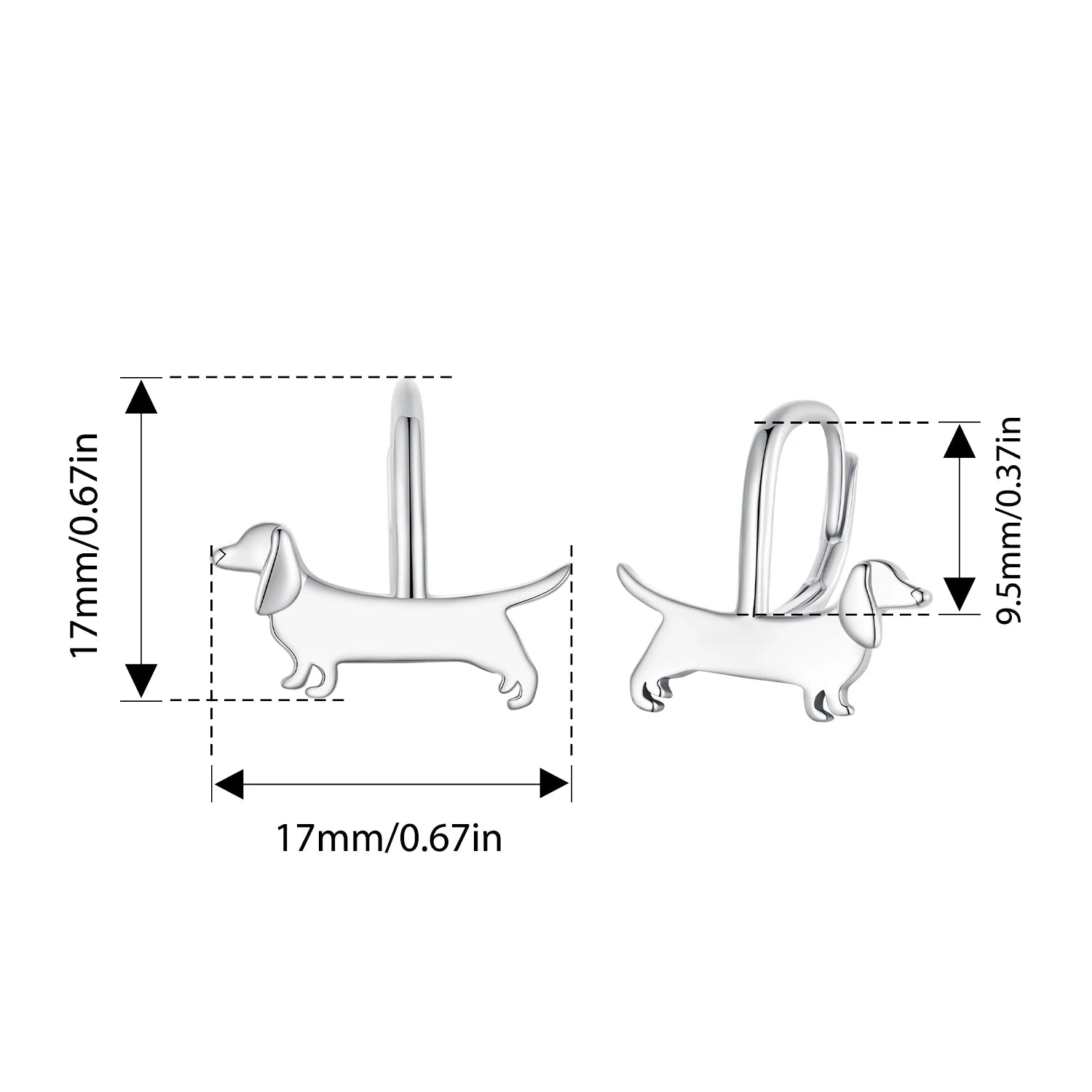 BAMOER Dackel-Ohrringe mit Creolen, Hundeohrringe, 925er Sterlingsilber, hypoallergen, Geschenkidee für Frauen