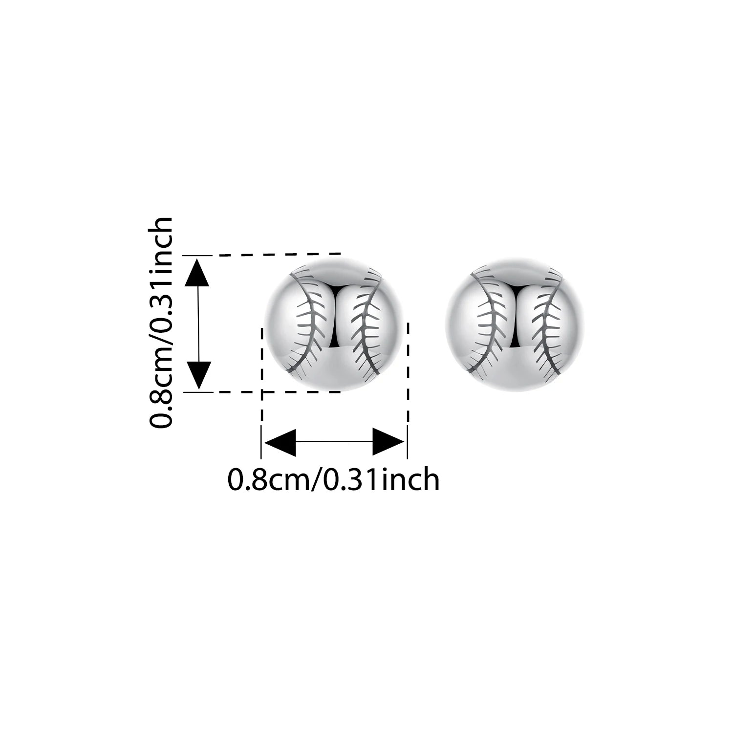 BISAER 925 Sterling Silver Ball Stud Earrings Basketball Baseball Football Volleyball Stud Ear for Women Party Fine Jewelry Gift