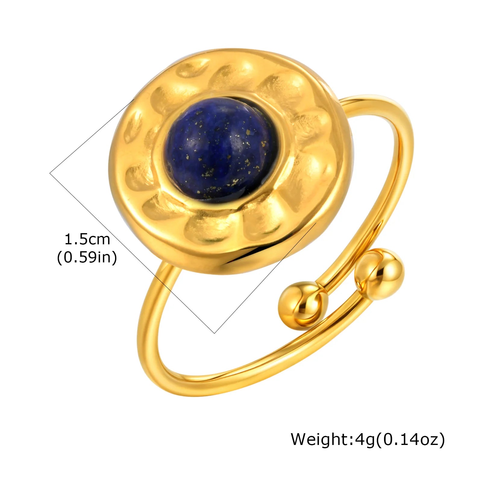 Vnox Elegant Natural Stone Stainless Steel Rings Fashion Colored Pearl Opal Turquoise Rings For Women Retro Waterproof Jewelry