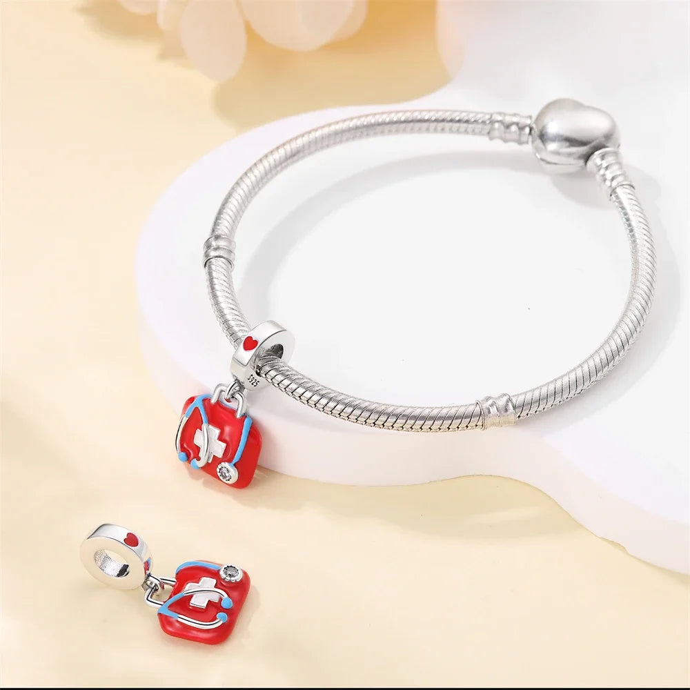 925 Sterling Silver Career Series- Doctor Teacher Art Music Charm Bead Fit Original Bracelet for Women Jewelry Making