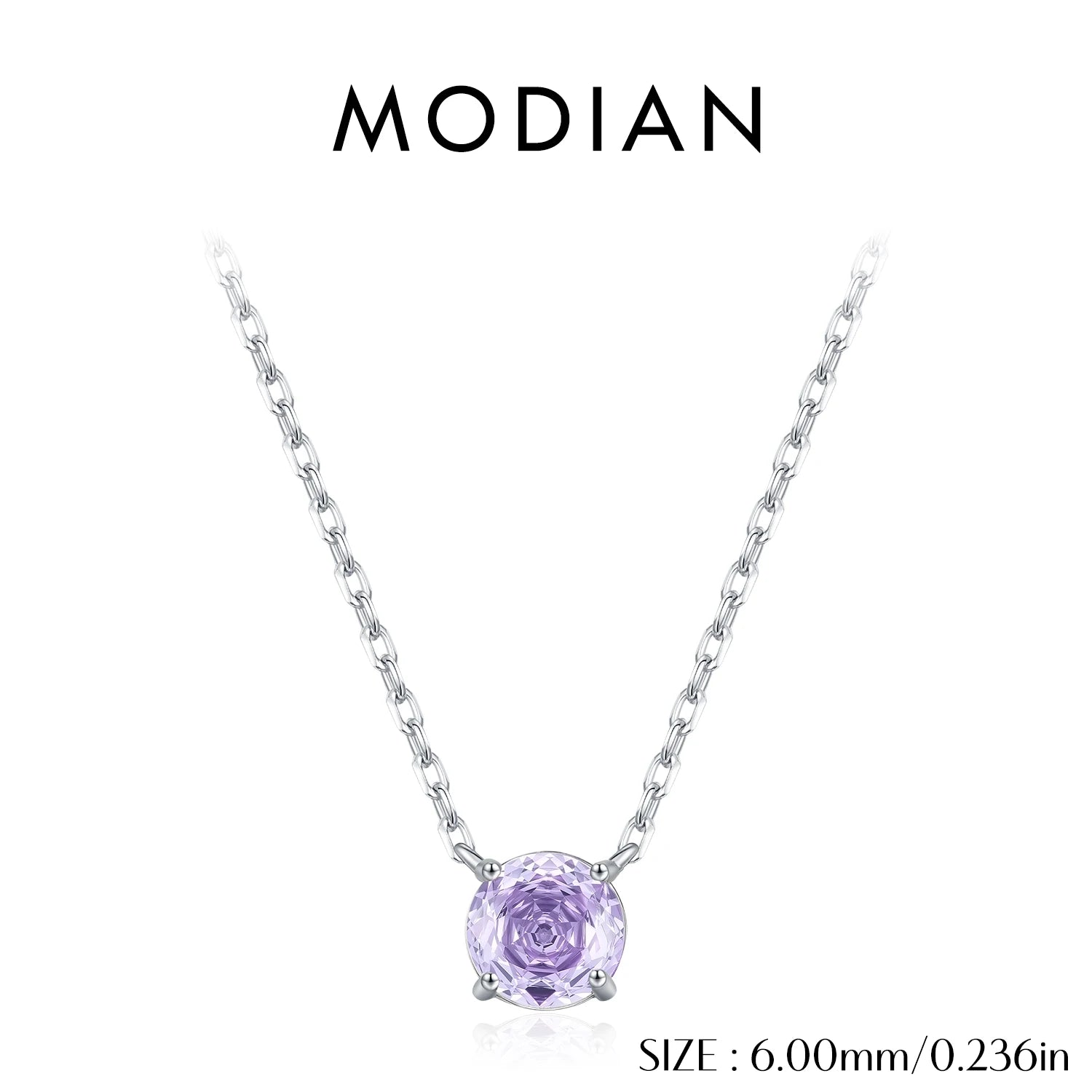 MODIAN 925 Sterling Silver Multi-Color Fashion Round Rose Cut Zirconia Pendant Necklace For Women Vacation Fine Jewelry  ﻿