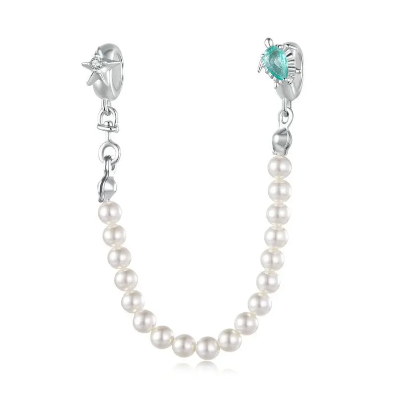 WOSTU 925 Sterling Silver Sunflower Silicone Spacer Beads Zircon Clip Charms Turtle Safty Chains Fit Original Bracelet Necklace