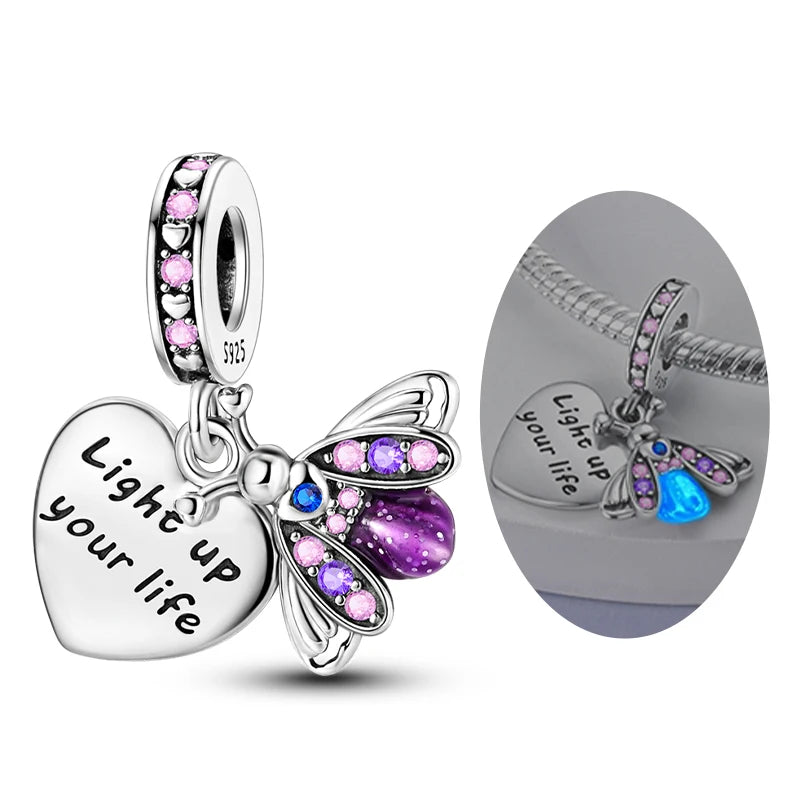 New Original Charms Beads Pendant 925 Silver Sterling Dog Cat Firefly Butterfly Dragonfly Charm For Woman Fashion Jewelry Making