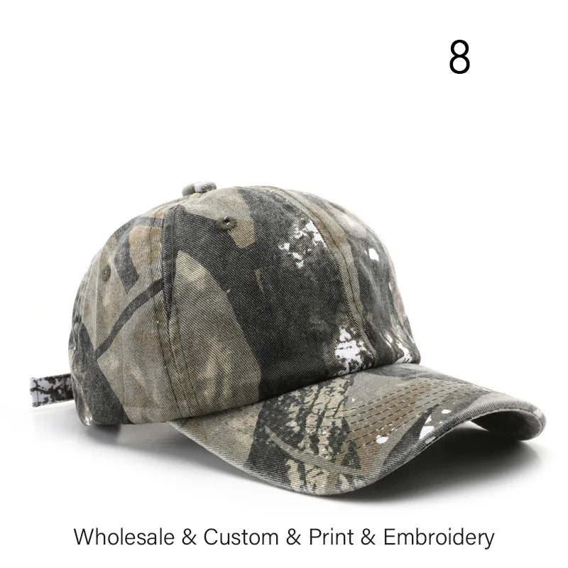 SLECKTON Custom Logo Baseball Cap Unisex Summer Camouflage Embroidery Design Brand Picture Print DIY Sun Hat for Men