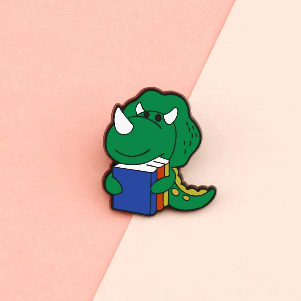 10 Style Cute Dinosaurs Enamel Pins Creative Animal Brooches Kids Backpack Decoration Jewelry Women Coat Lapel Pin Badges Gift