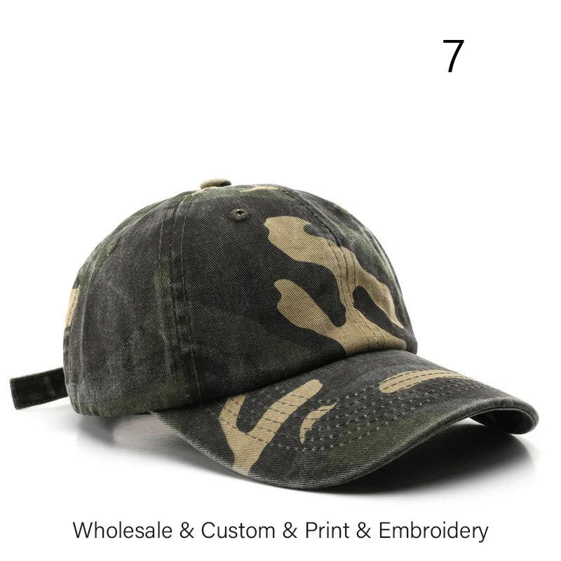 SLECKTON Custom Logo Baseball Cap Unisex Summer Camouflage Embroidery Design Brand Picture Print DIY Sun Hat for Men