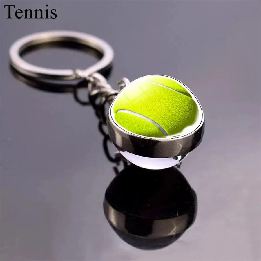 New Football Basketball Baseball Tennis Volleyball Keychain Unisex Bag Decoration Metal Holder Pendent Keyring Cycling Jewelry