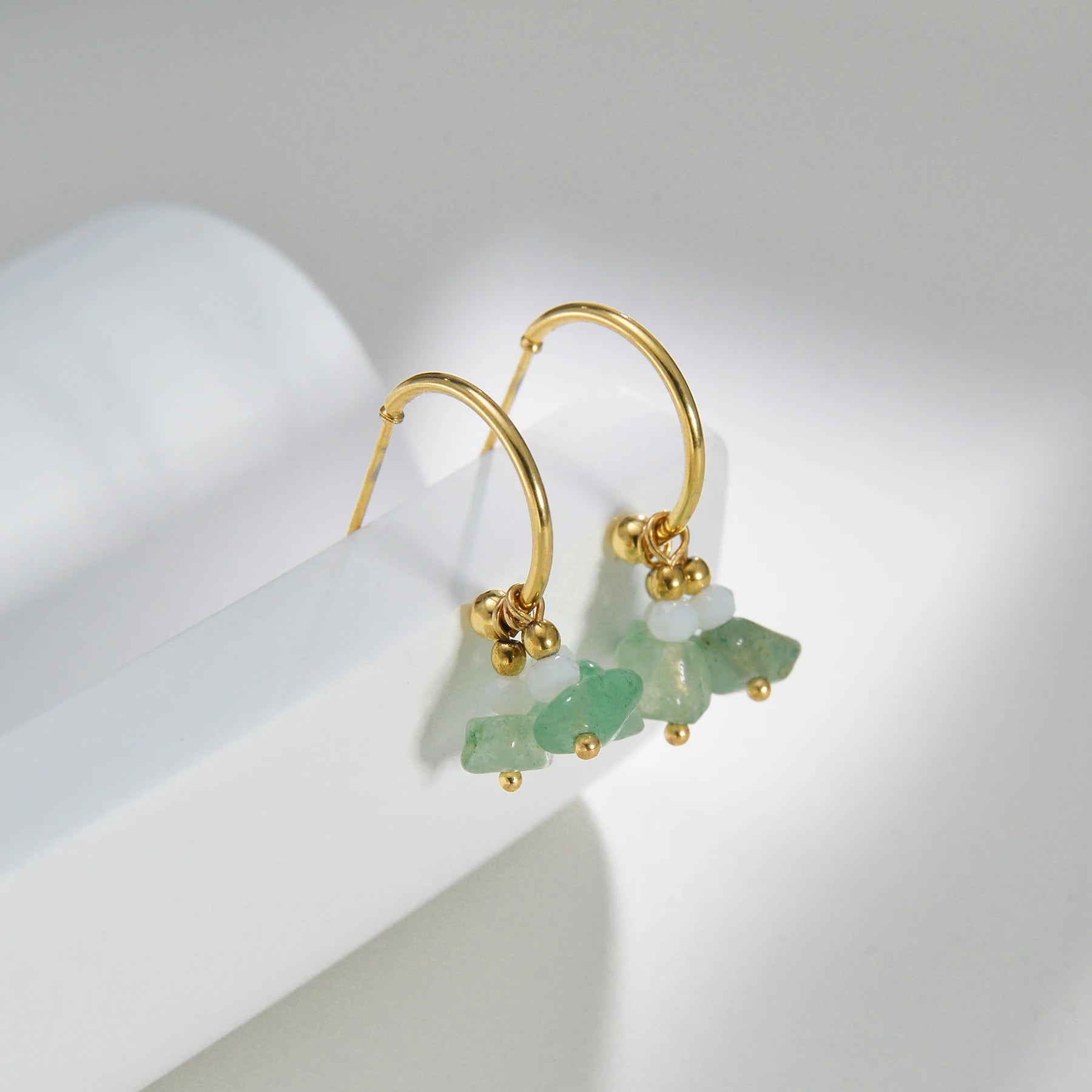 Exquisite Fashion Colored stone earrings Stainless Steel 14K Gold-plated Earrings French Romantic Jewelry Party Anniversary Gift