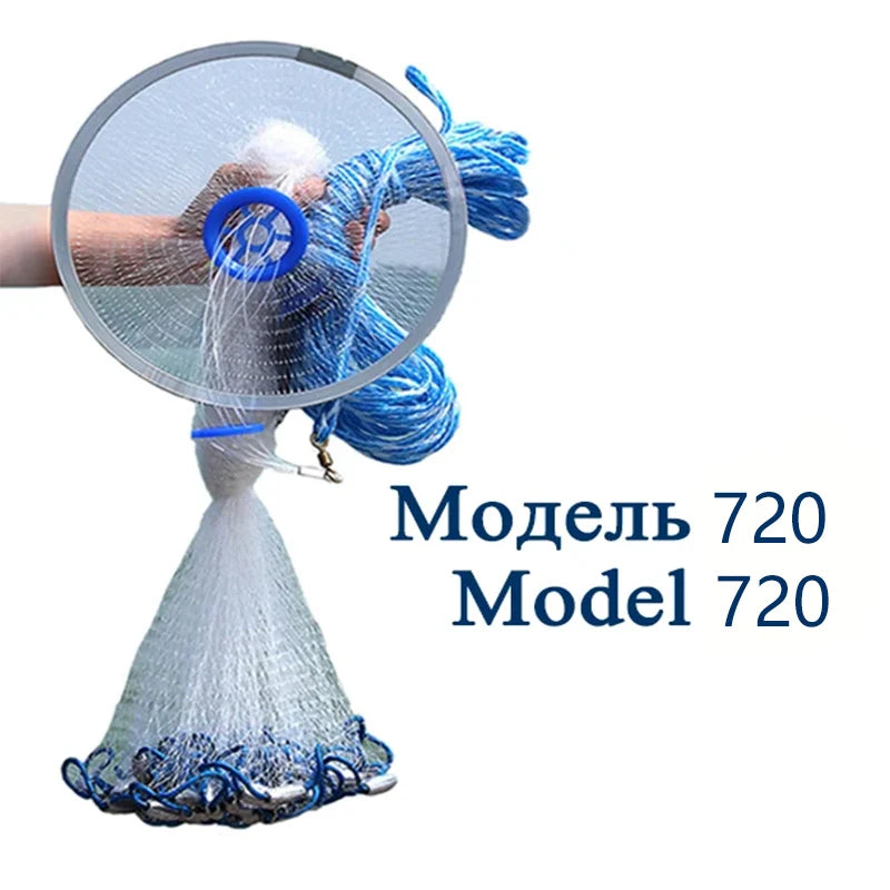 Lawaia Hand Cast Net Aluminum or Blue Plastic Ring Folding Network Steel Pendant Monofilament Nylon Fishing Line Fishnet - Madeinsea©