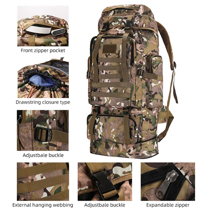 100L Outdoor Camping Backpack Hiking Bag Men's Large Capacity Storage Bag Multifunctional Back Travel Outdoor Sport Climbing Bag