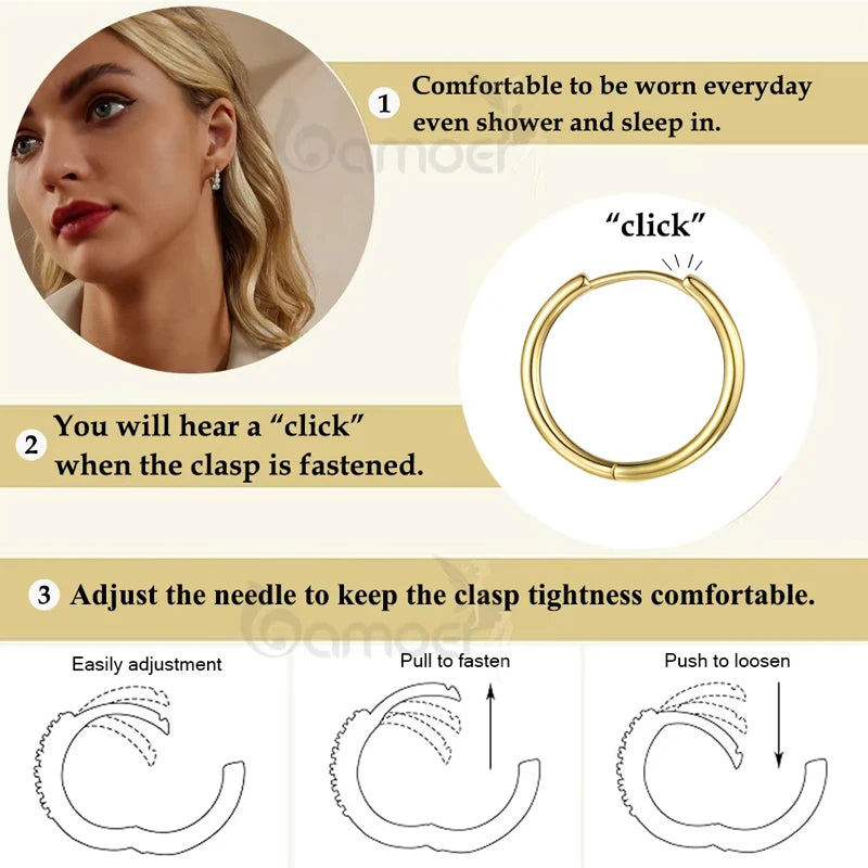 BAMOER Gold Hoop Earrings for Women, 925 Sterling Silver Minimalist Huggie Hoops Cartilage Piercing Earrings Ear Cuff for Women