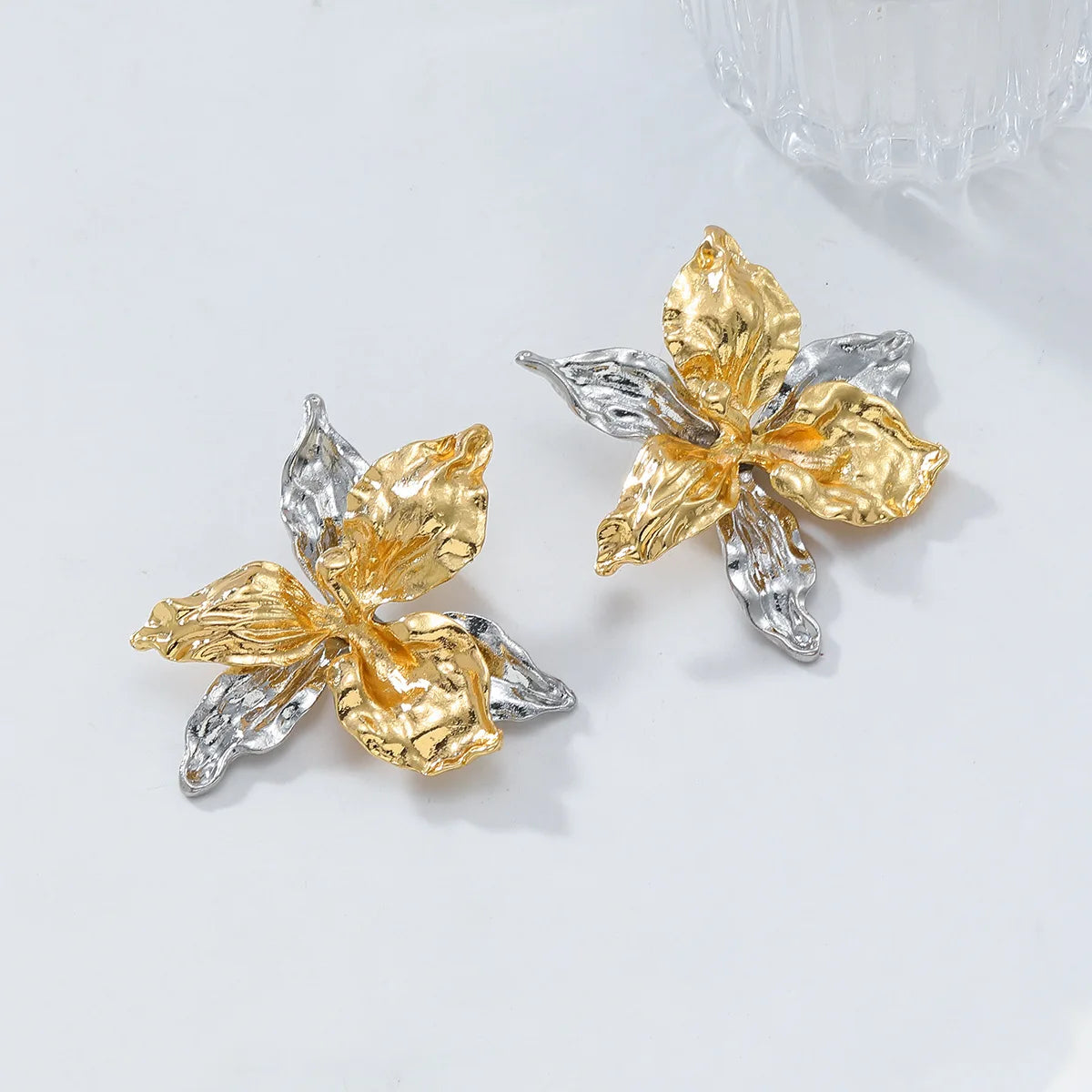 ZAA Exaggerated Multi-layer Alloy Color Blocked Flower Earrings