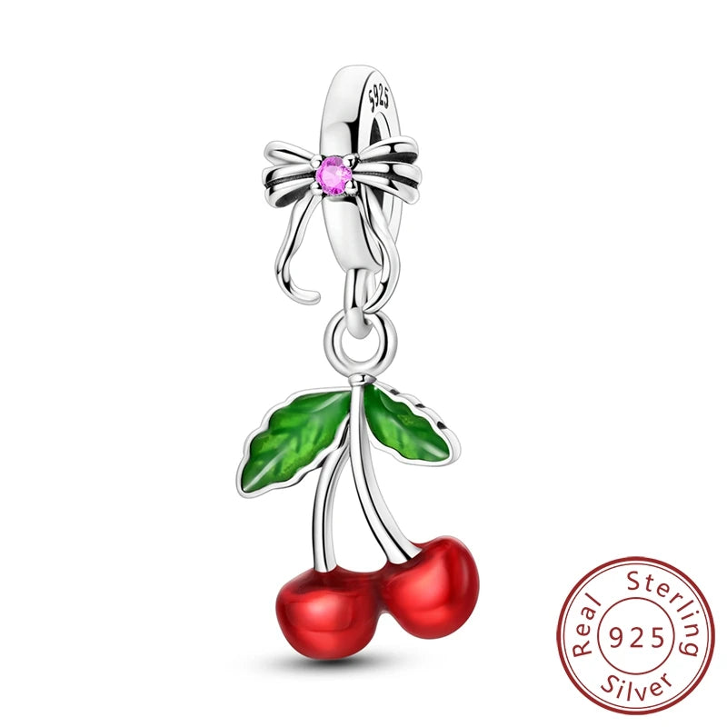 Original Charms Beads 925 Sterling Silver Cherry Strawberry Avocado Watermelon Fruits Charms Pendants For Woman Jewelry Making
