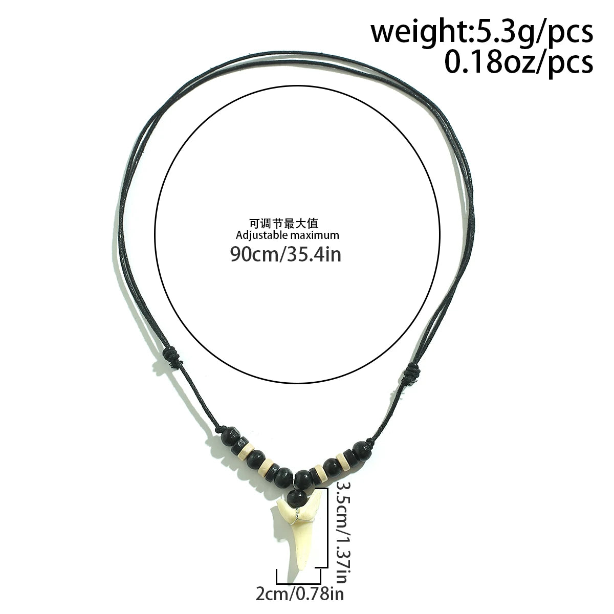 IngeSight.Z Vintage White Tooth Pendant Necklace Women Simple Wood Beads Wax Thread Adjustable Choker Necklace Surfer Jewelry
