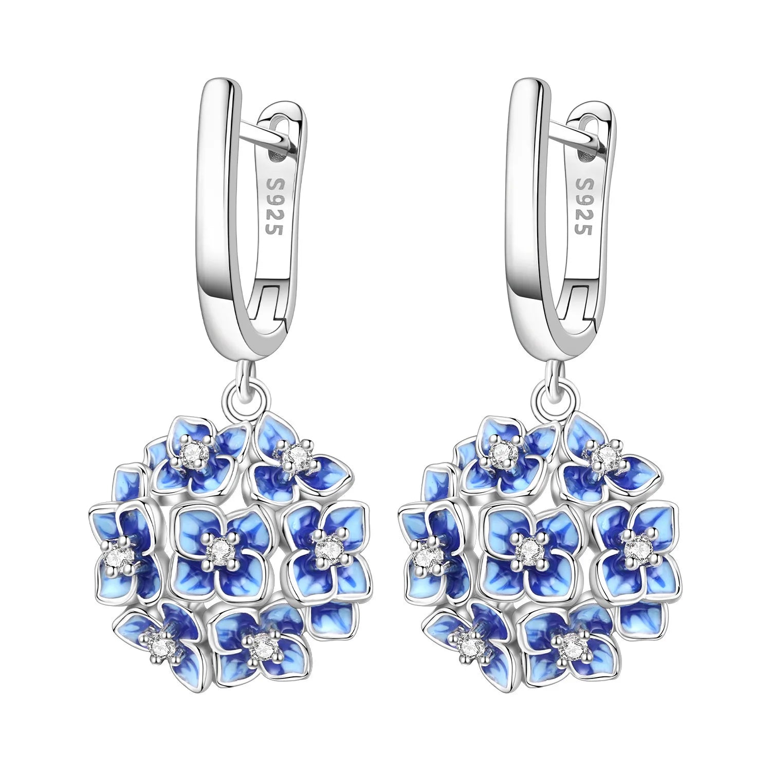 PANPOKI 925 Sterling Silver Sparkling Blue Snowflake Earrings Series Drop Earrings For Women Party Gifts Trendy Jewelry