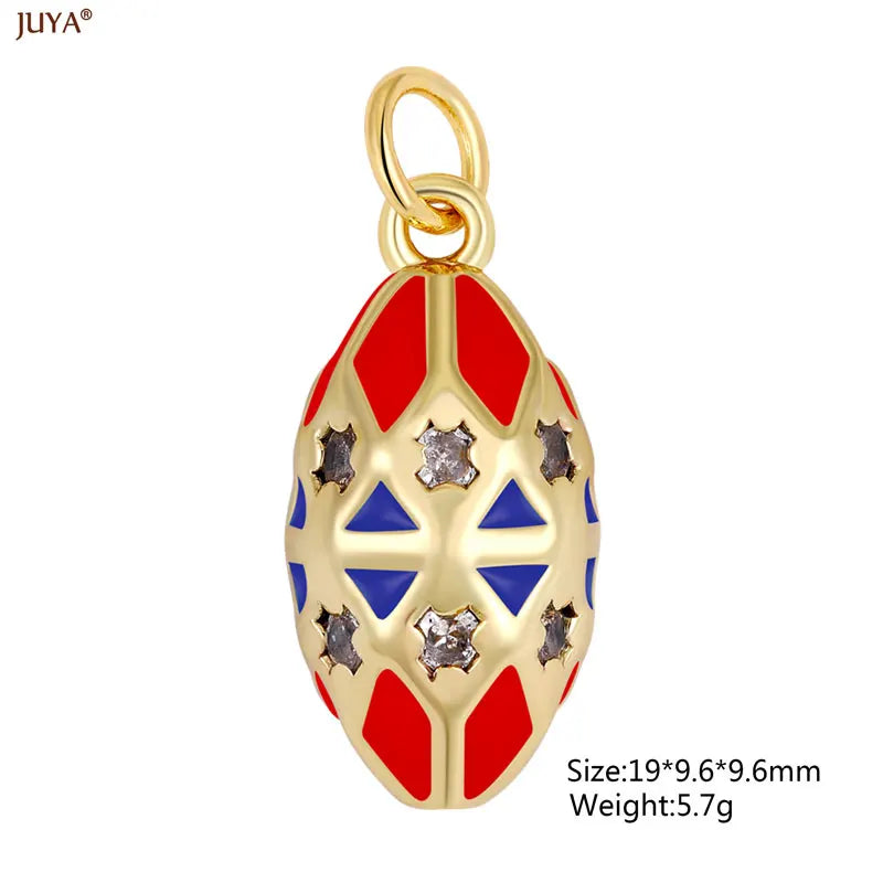 JUYA New 3D Water Drop Pendant Bohemia Type CZ Enamel Charm For DIY Women Necklaces Jewelry Making Accessories