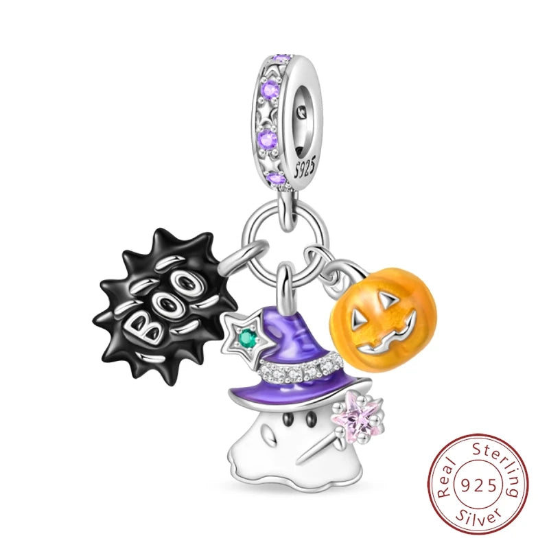 Halloween 925 Sterling Silver Design Charms Beads Pendants Suitable for Original Bracelet DIY Exquisite Making Jewelry