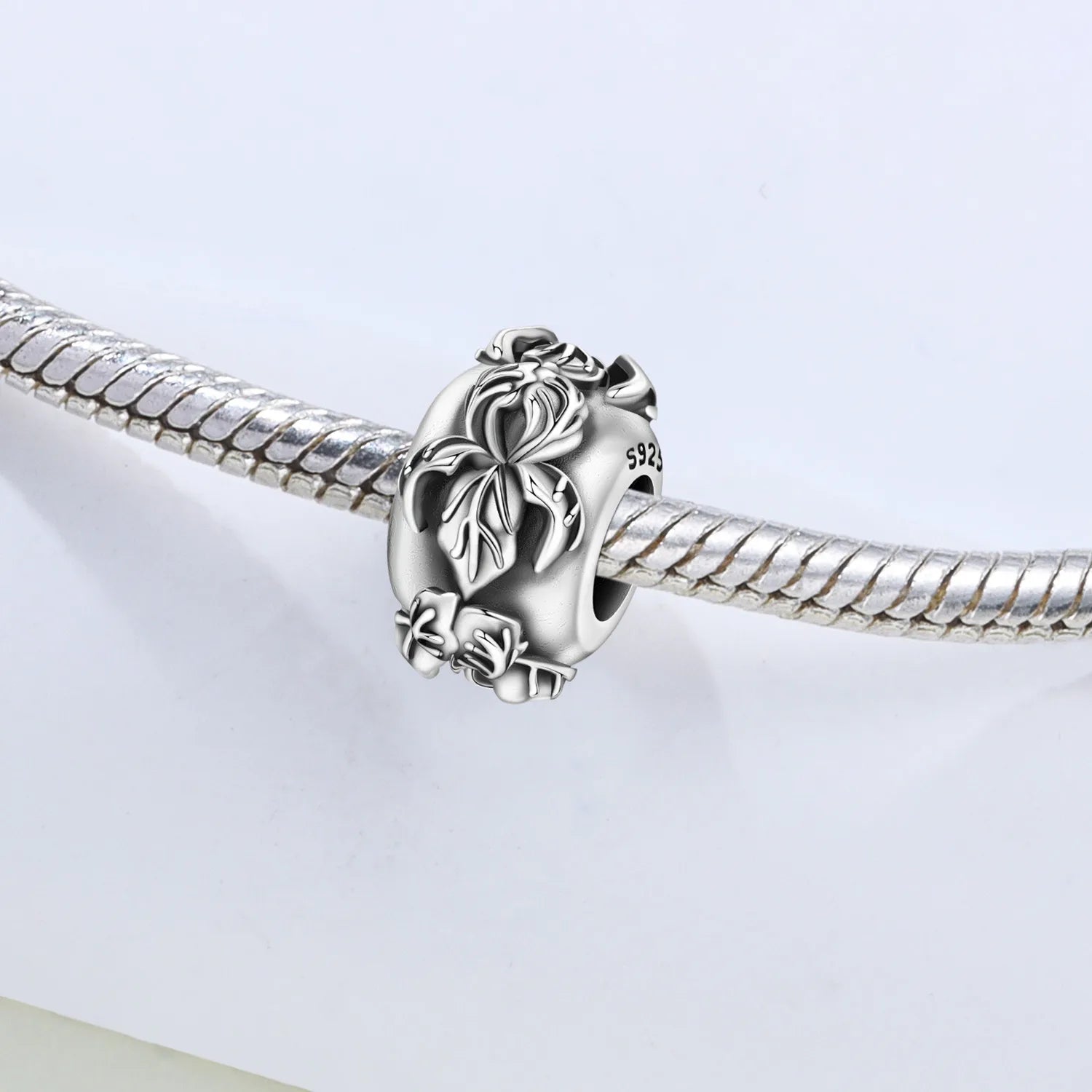 PANPOKI 925 Sterling Silver Iris Flower Isolation Beads Original Pendants Bracelet Charm Jewelry Party DIY Trendy Gifts