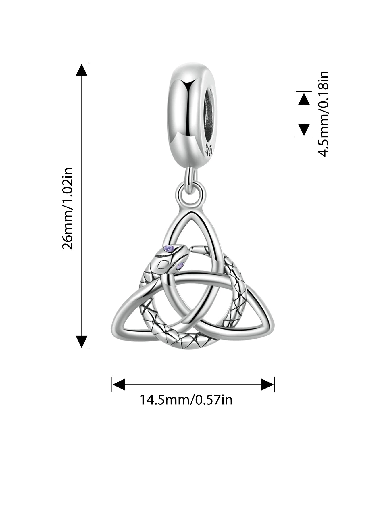 BISAER 925 Sterling Silver Heart Charm Bead Star Celtic Symbol Pendant For Women DIY Bracelet & Necklace Fine Jewelry Gift