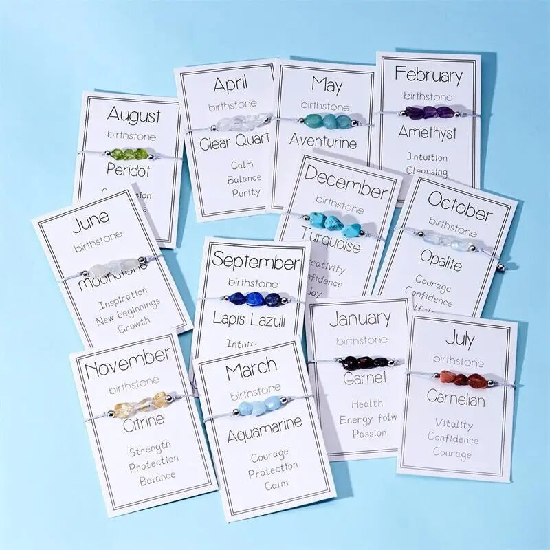 Natural Irregular Stone Bracelet For Women Men Colorful Quartz Crystal Stones Month Birthday Bracelets Aesthetic Charm Jewelry