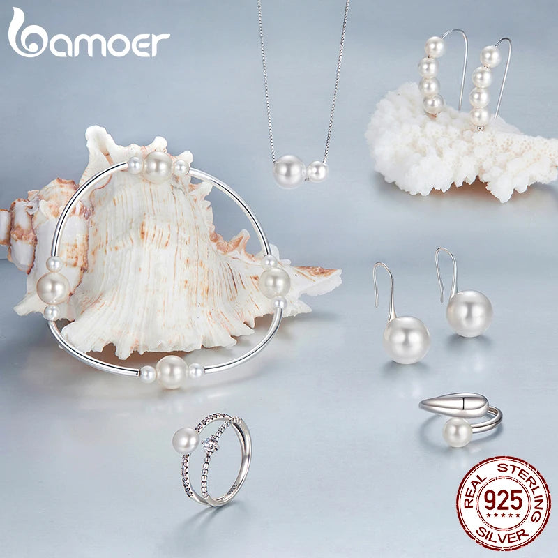 BAMOER Perlenanhänger-Halskette aus 925er Sterlingsilber für Damen, zierliche, vergoldete Perlen-Choker-Halskette, ideales Geburtstagsgeschenk