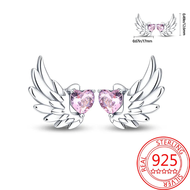 Pink Series 925 Sterling Silver Romantic Flower Butterfly Unicorn Tulip Geometry Earrings Boutique Fine Jewelry Gifts for Women