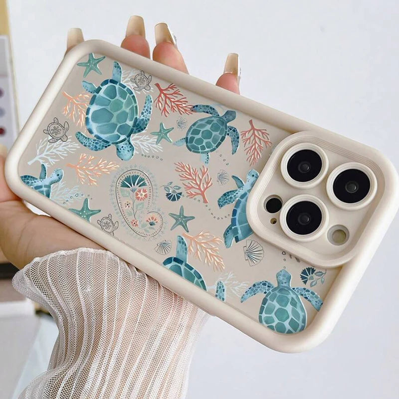 Colorful Sea Turtle Painted Phone Case for Samsung Galaxy S25 S24 S23 S22 S21 Ultra Plus FE A16 A15 A55 A54 A52 A33 A56 36 Cover