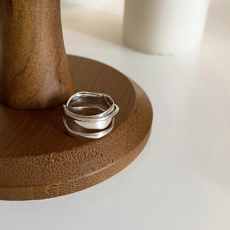 925 Sterling Silver Rings Fashion Hip Hop Vintage Couples Creative Black Stone Design Thai Silver Party Jewelry Birthday Gifts