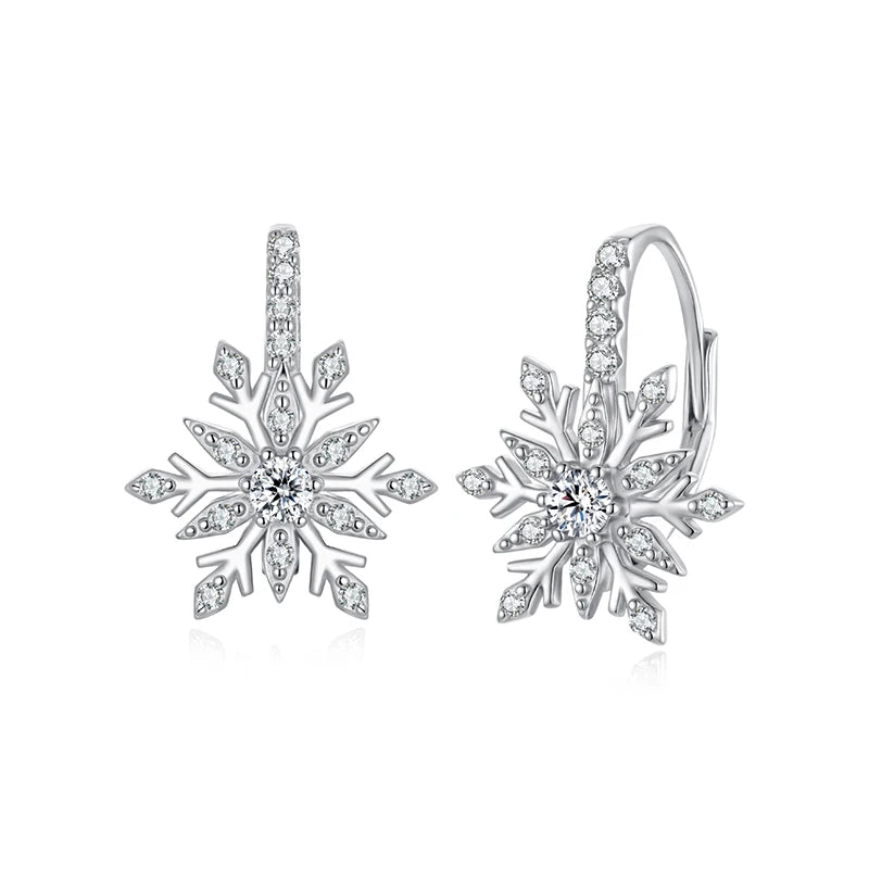 WOSTU Christmas Snowflake Bracelet For Women, 925 Silver Sparkling Zirconia Adjustable Chain Links Dainty Winter Jewelry Gift