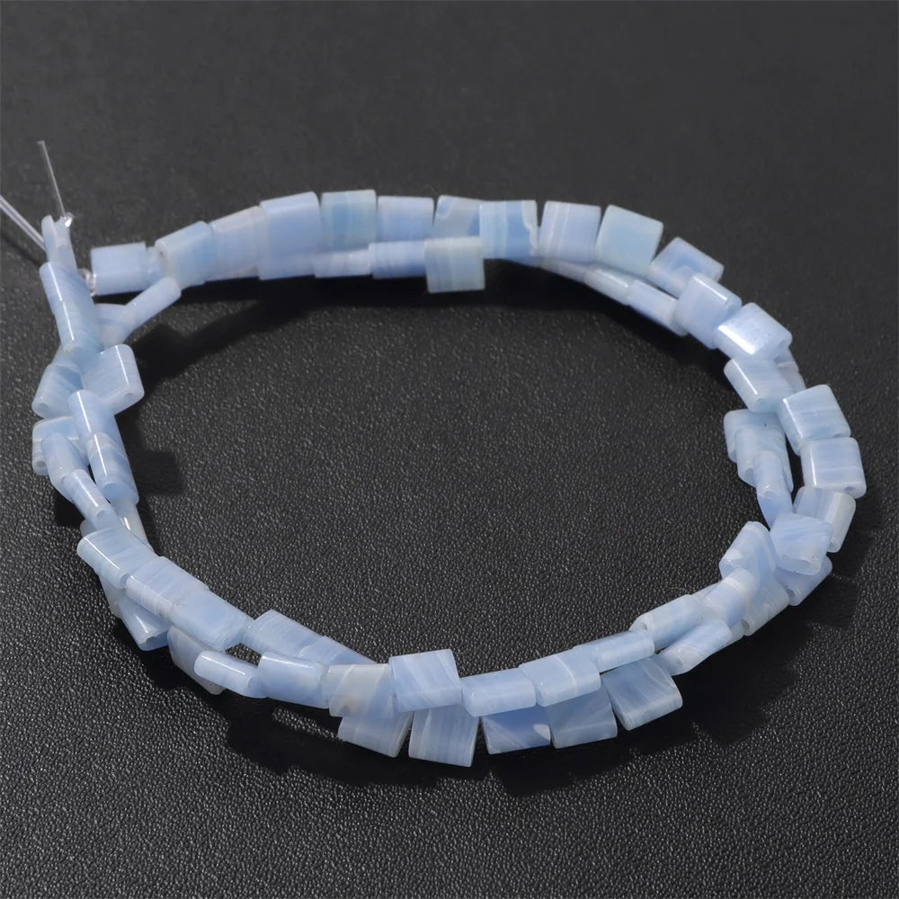 5MM Double Hole Square Bead Natural Tiger Eye Quartzs Imperial Jaspers DIY Beads For Jewelry Making Bracelet Necklace Handmade