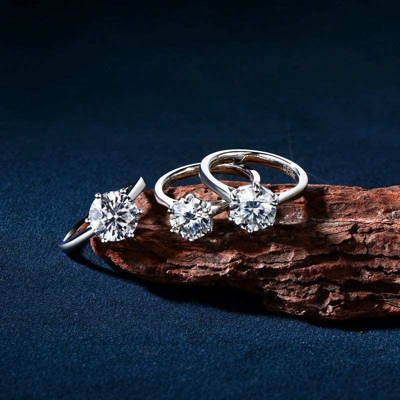 GRA Certified Round Moissanite Engagement Ring Lab Diamond Solitaires Rings for Women S925 Silver Wedding Party Band Jewelry