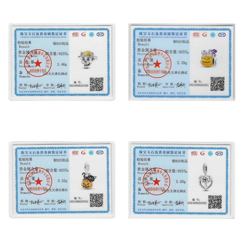 New 925 Sterling Silver Luminous Halloween Skull Witch Pumpkin Candy Charms Beads Fit 3mm Original Bracelets Party Jewelry