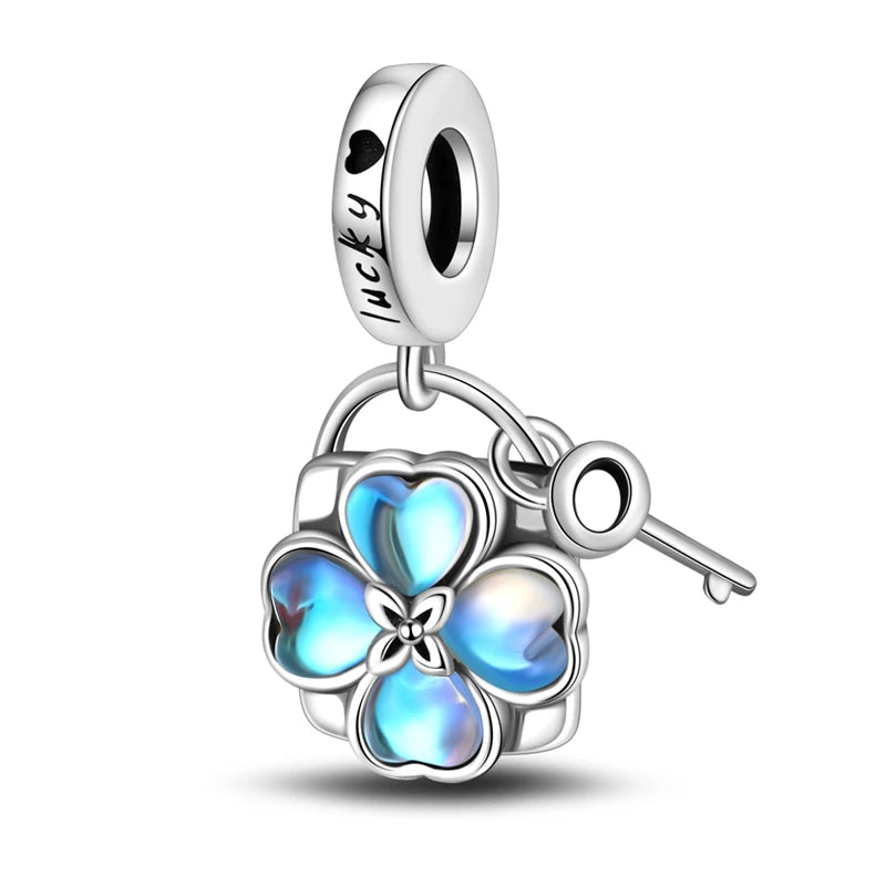 Springtime 925 Silver Gem Butterfly Dragonfly Flowers Charms Pendant Fit Pandach 925 Original Bracelets DIY Little Fresh Jewelry