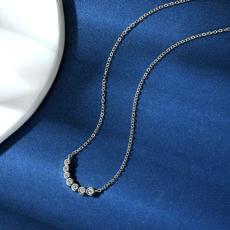 D Color Seven-Stone Moissanite Necklace 925 Sterling Silver Jewelry Clavicle Sparkling Women's Gift Christmas Valentine Day